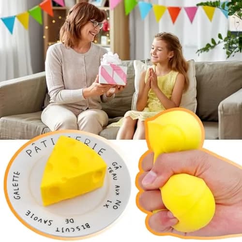funnysquee Cheese Squishies Stress Relief Toy | Soft, Non-Toxic Rubber, 1 Pc, Ideal for Kids & Adults thumbnail 6