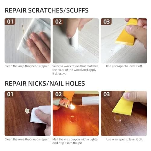 Boncart Wood Filler Sticks 12 Colors | Repair Scratches, Scuffs, Cracks, and Nail Holes on Wood Furniture, Floors, Cabinets, Tables, and Doors thumbnail 4