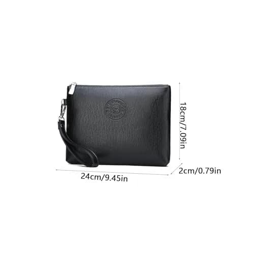 LOGUTIA Clutch Purses for Men Black Wristlet Envelope Bag | Waterproof PU Leather, Small & Dressy thumbnail 4