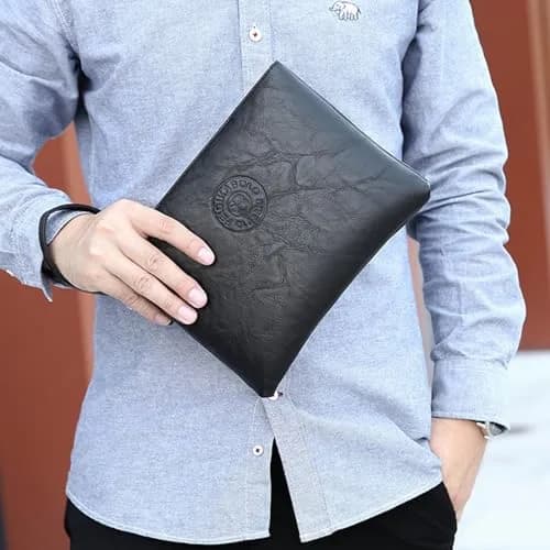 LOGUTIA Clutch Purses for Men Black Wristlet Envelope Bag | Waterproof PU Leather, Small & Dressy thumbnail 5