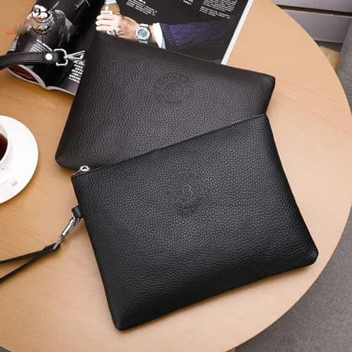 LOGUTIA Clutch Purses for Men Black Wristlet Envelope Bag | Waterproof PU Leather, Small & Dressy thumbnail 3