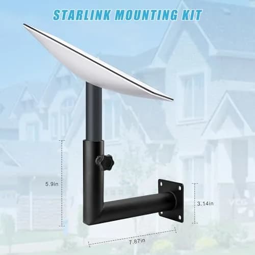 Arinster Starlink Short Wall Mount Kit for Gen 2 Dish | 1.05 kg (2.3 lb) Steel Bracket thumbnail 4
