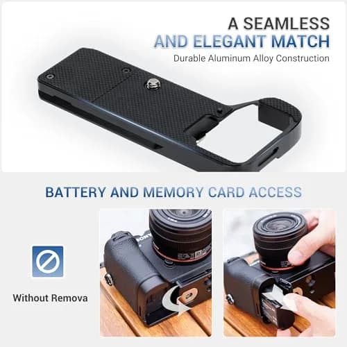 JJC Black Camera Hand Grip for Sony A7CII A7CR | Arca-Type Quick Release Plate & AirTag Compartment thumbnail 3