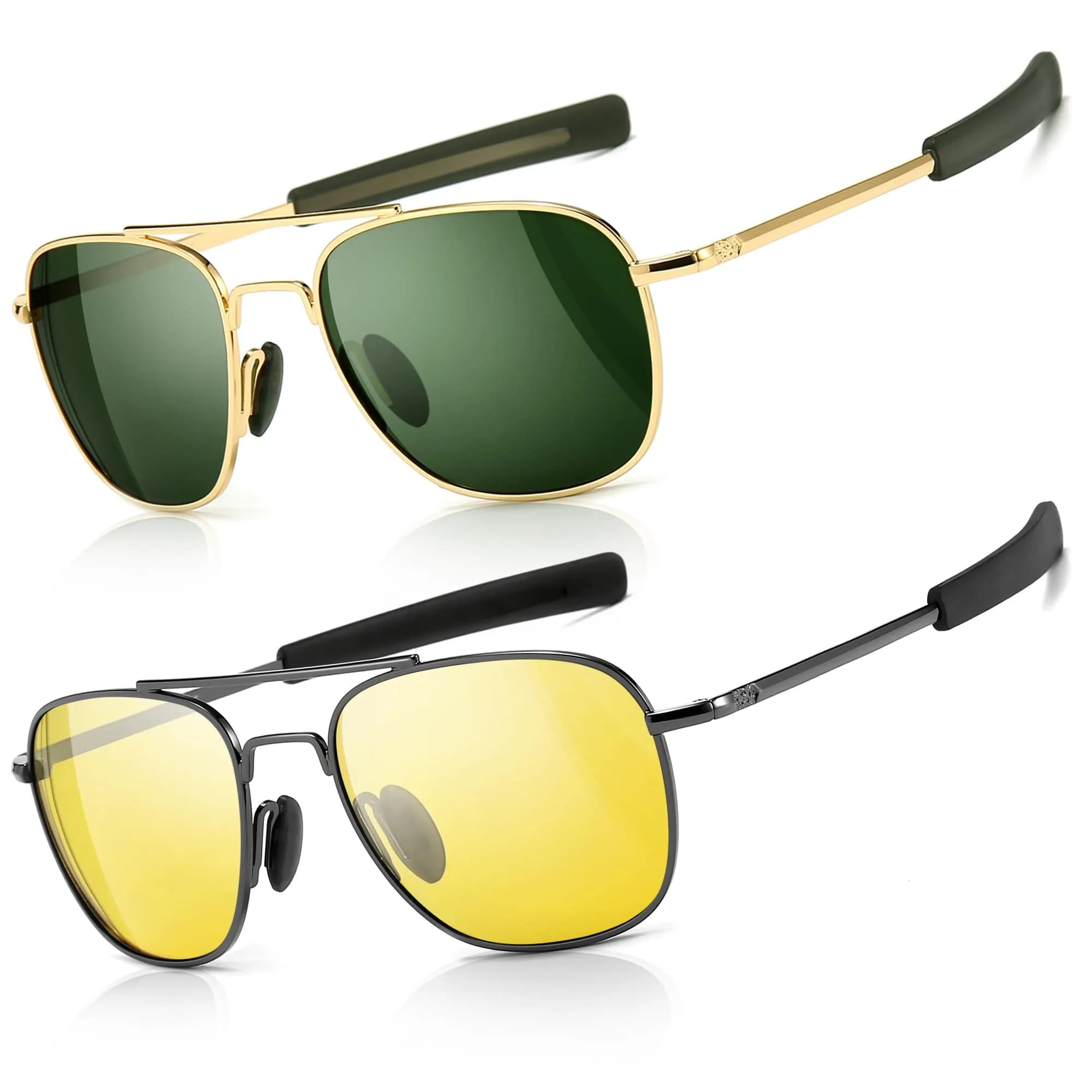 SUNGAIT Men's Military Style Polarized Pilot Aviator Sunglasses with Bayonet Temples | HD Polarized Lens