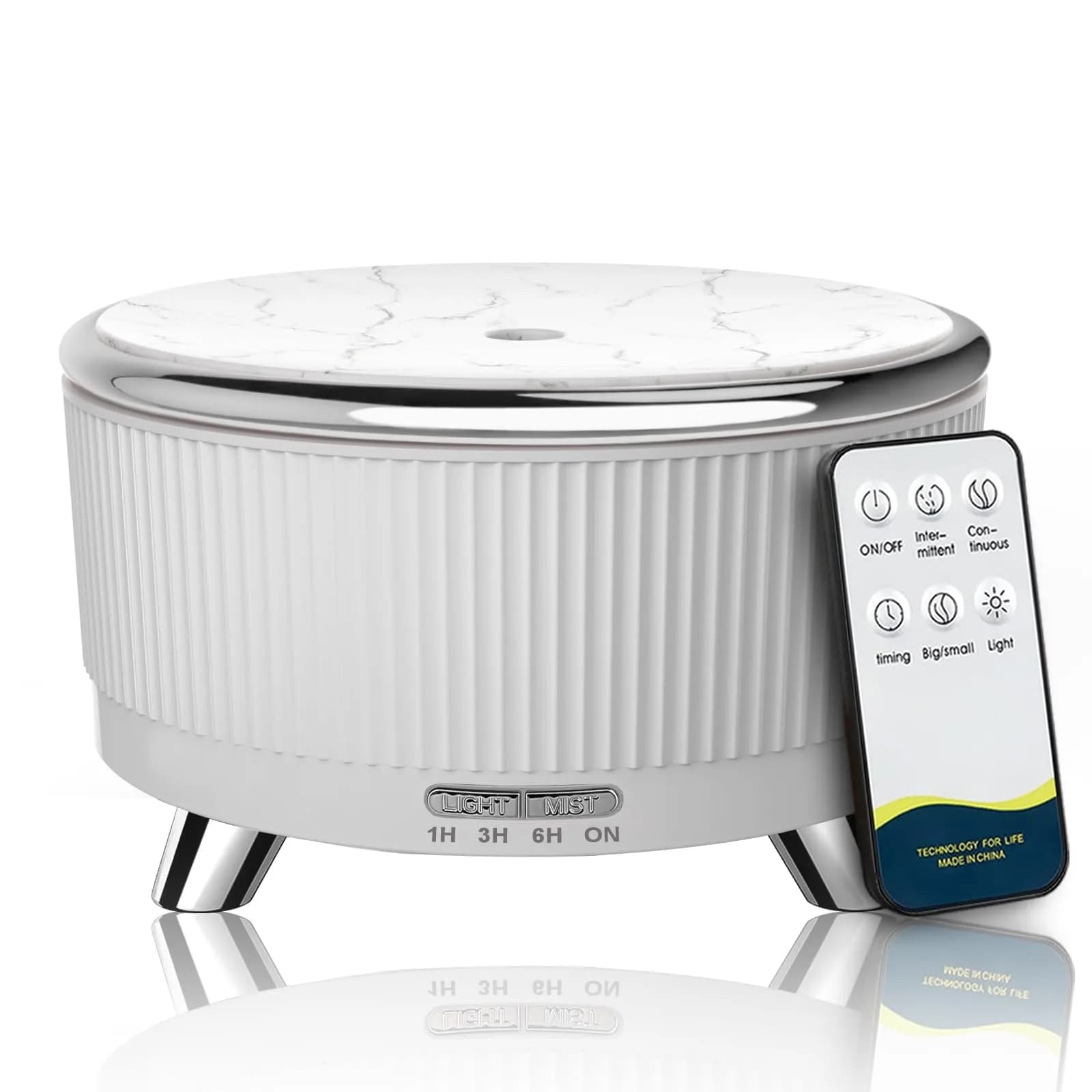 Jpord Aroma Diffuser 500ml | Ultrasonic Mist, 4 Modes, Whisper-Quiet, Remote & 7-Color LED — Sliver White