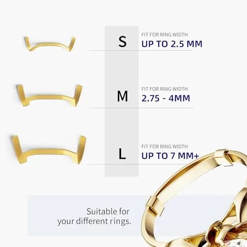ELETIUO 9 Pack Filled Metal Ring Guard, Invisible Ring Size Adjuster Set for Loose Rings, Ring Guard, Ring Sizer, Fit for Men and Women Rings, Golden thumbnail 5