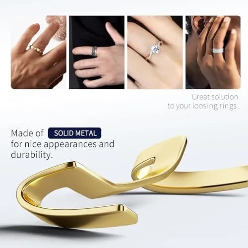 ELETIUO 9 Pack Filled Metal Ring Guard, Invisible Ring Size Adjuster Set for Loose Rings, Ring Guard, Ring Sizer, Fit for Men and Women Rings, Golden thumbnail 6