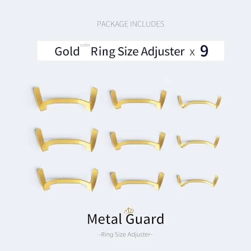 ELETIUO 9 Pack Filled Metal Ring Guard, Invisible Ring Size Adjuster Set for Loose Rings, Ring Guard, Ring Sizer, Fit for Men and Women Rings, Golden thumbnail 2