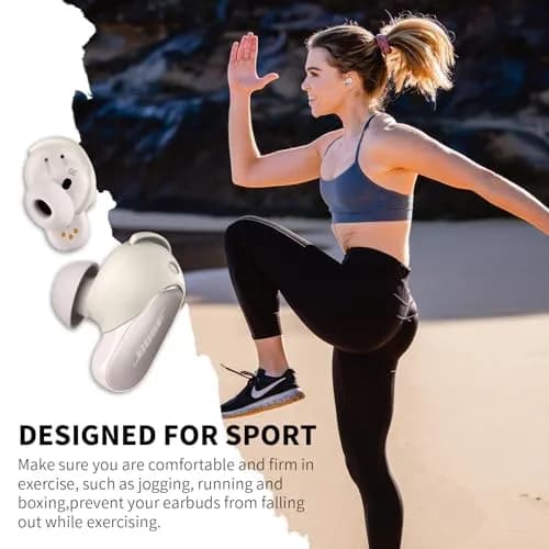 WOFRO White Headphone Earpad | Anti-Slip Silicone Ear Tips for Bose QC Earbuds II & Ultra (3 Pairs, S/M/L) thumbnail 2