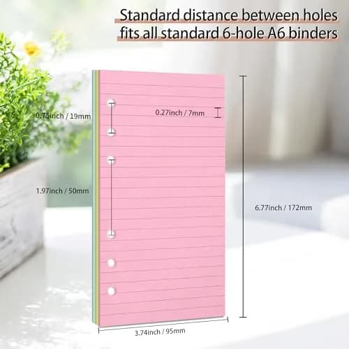Mafegu Lined Refill Paper, Colorful Ruled Journal Fillers, A6 Planner Inserts | 50 Sheets, 120 GSM, 6-Hole Ring Fit thumbnail 2