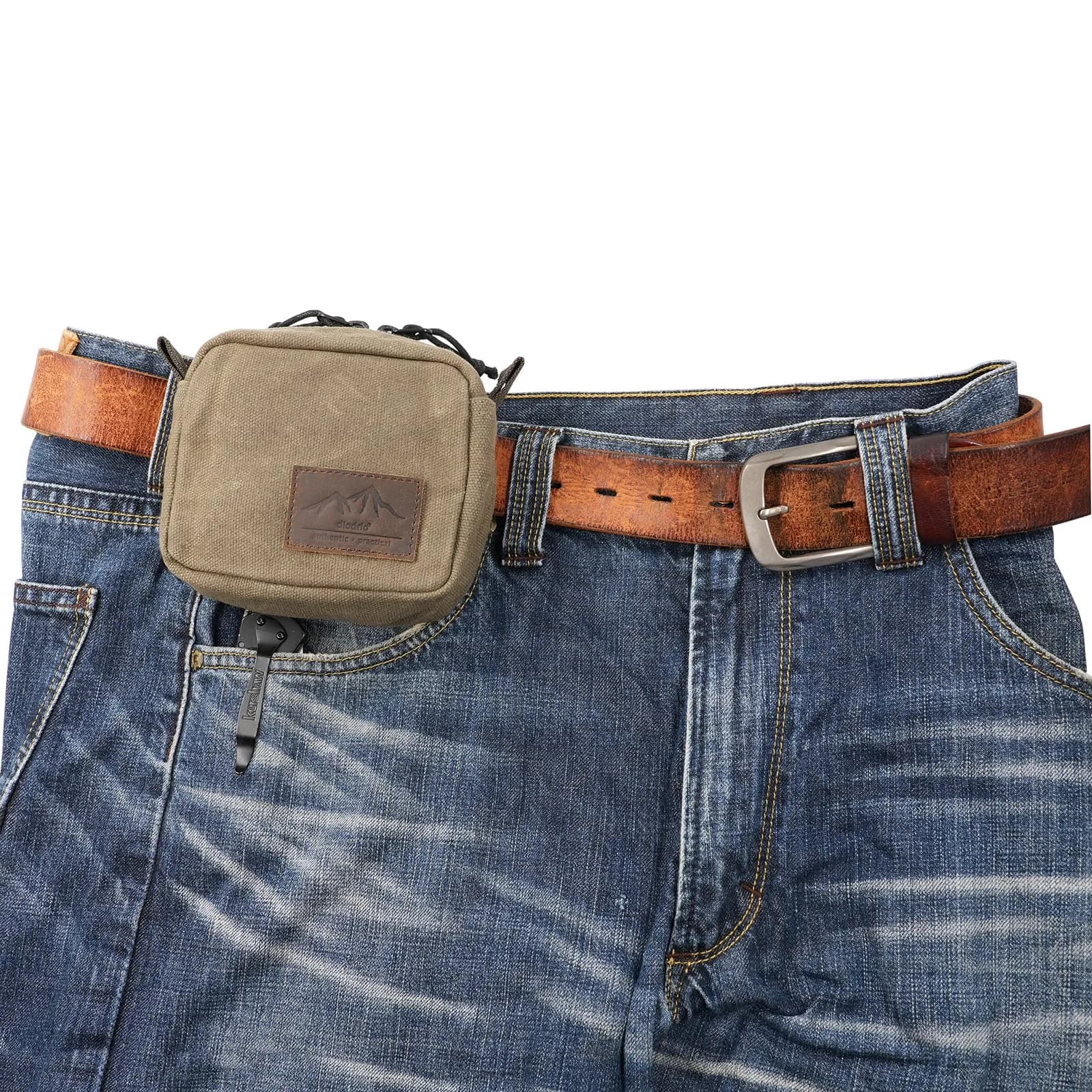 diodrio Waxed Canvas Belt Pouch Small | Water Resistant EDC Bag for Men & Women