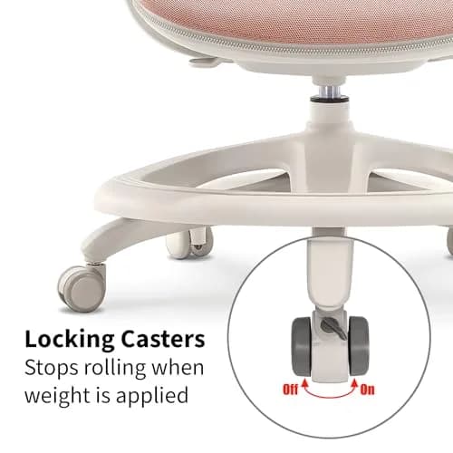 2xhome Kids Desk Chair with Rotating Footrest | Adjustable Seat & Lumbar Support, Pink thumbnail 4