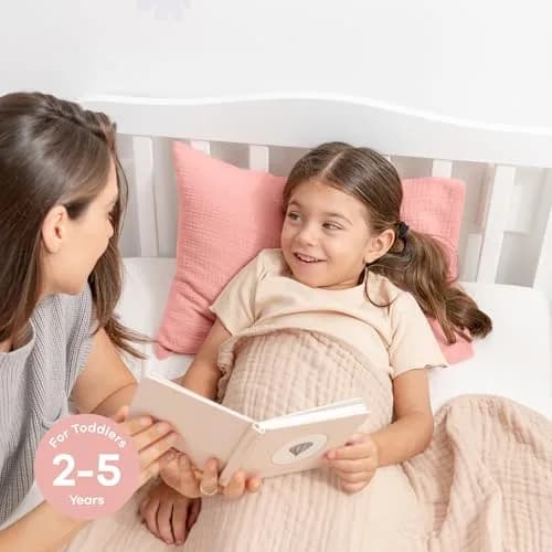 Comfy Cubs Toddler Pillow with Muslin Pillowcase, 33cm x 46cm (13"x18") | Lightweight Breathable Microfiber Fill for Sleeping & Travel thumbnail 4