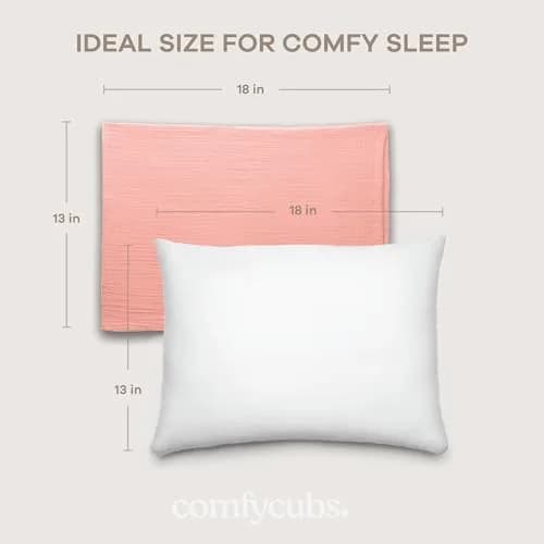 Comfy Cubs Toddler Pillow with Muslin Pillowcase, 33cm x 46cm (13"x18") | Lightweight Breathable Microfiber Fill for Sleeping & Travel thumbnail 6