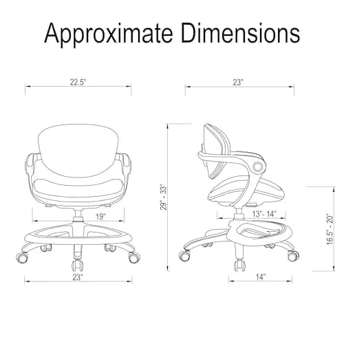 2xhome Kids Ergonomic Desk Chair with Adjustable Cushioned Seat and Back, 20in (51cm) x 14in (36cm) x 33in (84cm) | Supportive & Adjustable thumbnail 3
