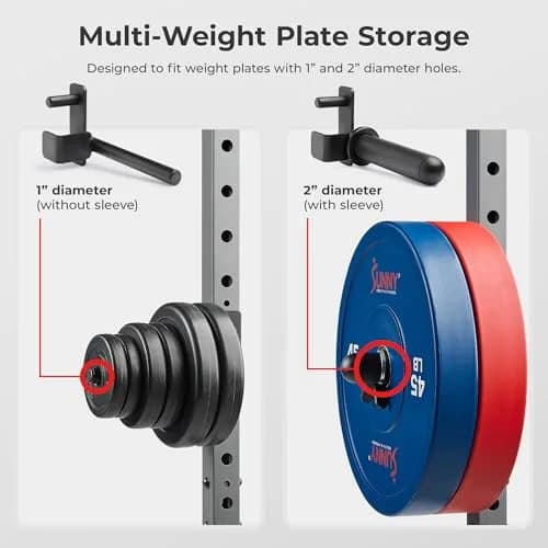 Sunny Health & Fitness Weight Plate Storage Attachment SF-XFA010 | 1.3 kg (2.9 lb) Holder, 45 kg (100 lb) Capacity, Adjustable Height thumbnail 2