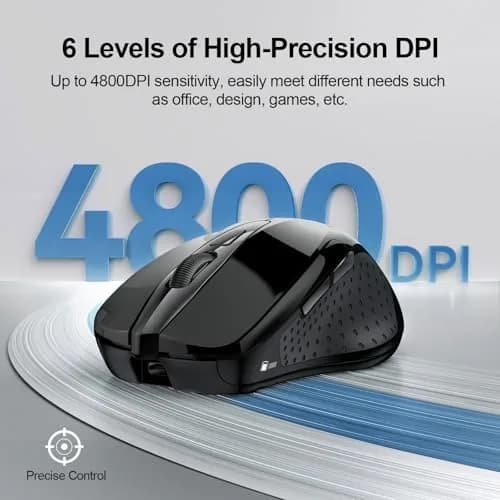 TECKNET Wireless Mouse, BT 5.0/2.4G, Rechargeable 6-DPI Silent, Black | Ergonomic for Small-Medium Hands thumbnail 5