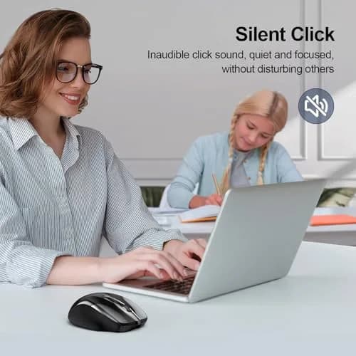 TECKNET Wireless Mouse, BT 5.0/2.4G, Rechargeable 6-DPI Silent, Black | Ergonomic for Small-Medium Hands thumbnail 6