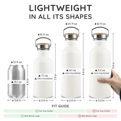 Bambaw Metal Water Bottle 1L | Reusable Stainless Steel Sports Bottle, Polar White, Leakproof & Eco-Friendly thumbnail 5
