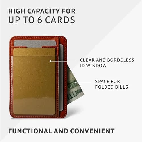 Vaultskin Brixton Slim Leather Card Wallet with ID Window, RFID (Chestnut) thumbnail 5