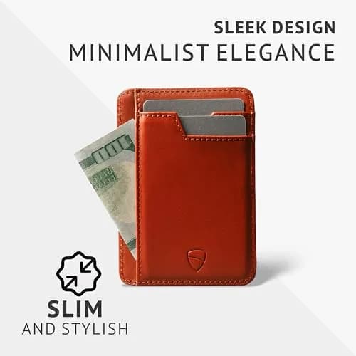 Vaultskin Brixton Slim Leather Card Wallet with ID Window, RFID (Chestnut) thumbnail 2