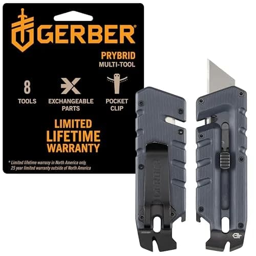 Gerber Prybrid Utility Knife Multitool 8-in-1 with Pry Bar & Bottle Opener, Blue thumbnail 1