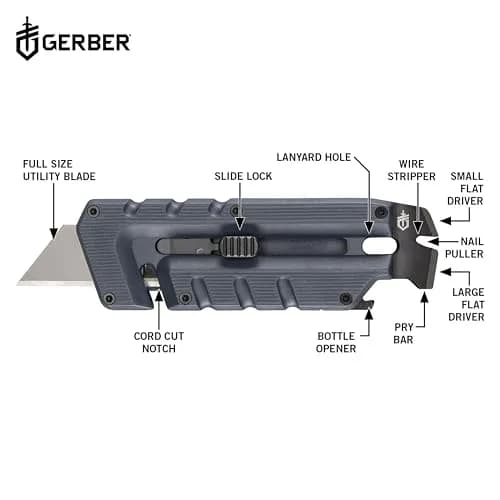 Gerber Prybrid Utility Knife Multitool 8-in-1 with Pry Bar & Bottle Opener, Blue thumbnail 3