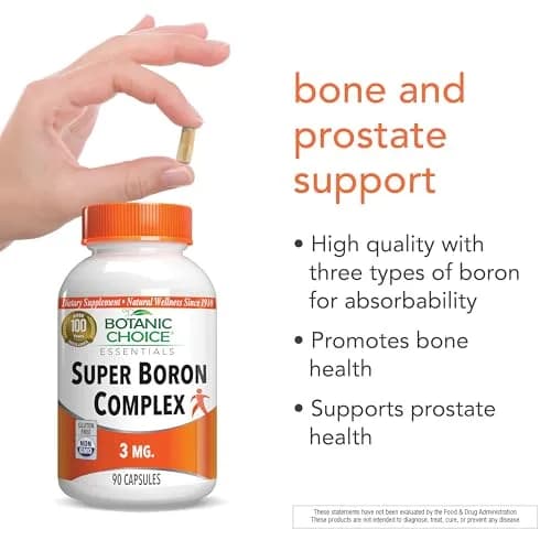Botanic Choice Super Boron Complex 3mg Bone Support Supplement, 2 Pack | Promotes Bone & Prostate Health thumbnail 3