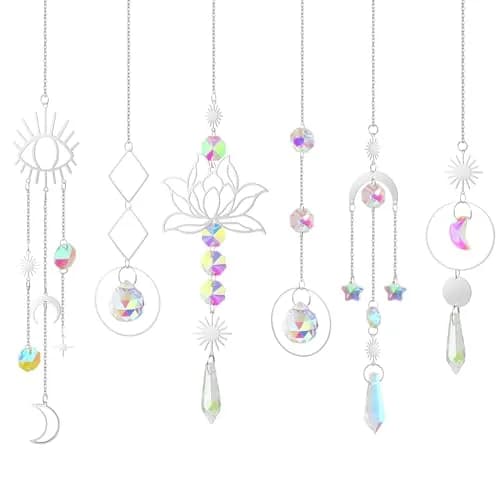 ilclviz Suncatcher Crystal Hanging Sun Catcher Prism 6 pcs | Elegant Rainbow Decor for Windows & Garden thumbnail 1
