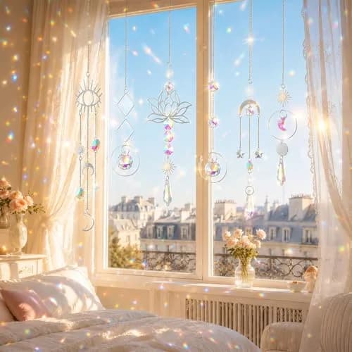 ilclviz Suncatcher Crystal Hanging Sun Catcher Prism 6 pcs | Elegant Rainbow Decor for Windows & Garden thumbnail 3