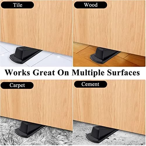 Utron Black Rubber Door Stoppers 12 Pack | Floor Mount, 12cm (4.8in) L x 5.6cm (2.2in) W x 3.3cm (1.3in) H thumbnail 5