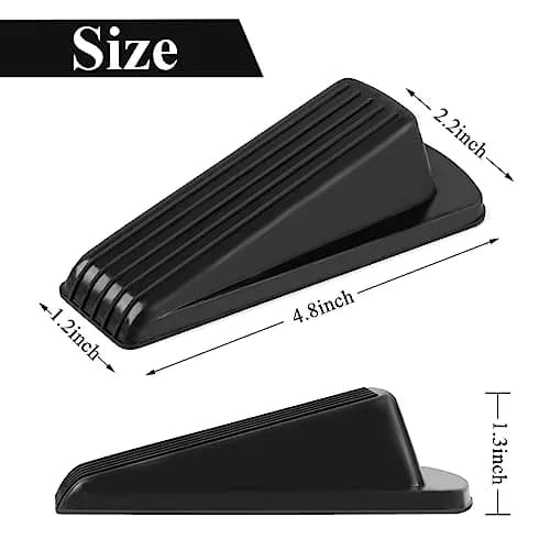 Utron Black Rubber Door Stoppers 12 Pack | Floor Mount, 12cm (4.8in) L x 5.6cm (2.2in) W x 3.3cm (1.3in) H thumbnail 2