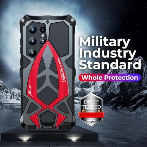Lunivop Heavy Duty Case for Samsung Galaxy S24 Ultra (6.8 inch) | Military Grade Protection, Black Red thumbnail 6