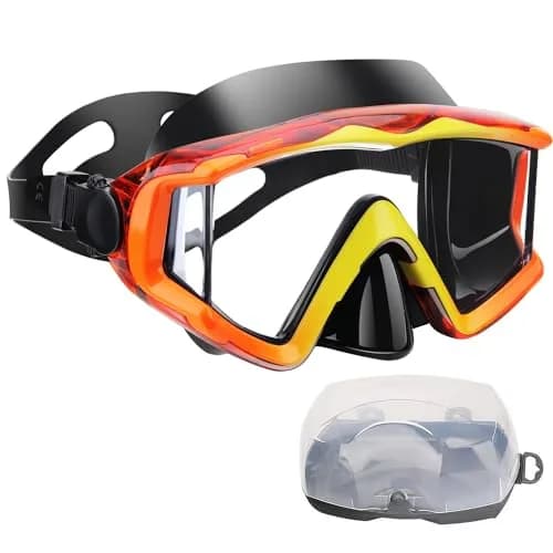 AQUA A DIVE SPORTS Single Lens Diving Mask Orange | Anti-Fog, Leakproof Silicone Skirt thumbnail 1