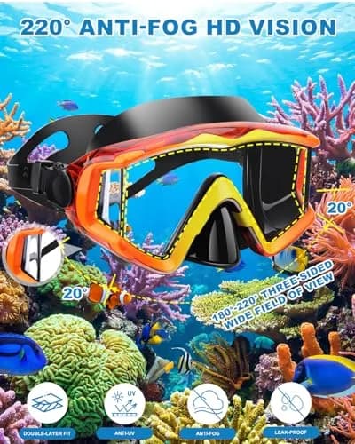AQUA A DIVE SPORTS Adult Diving Mask with Anti-Fog Single Lens | 180° Wide View Orange thumbnail 5