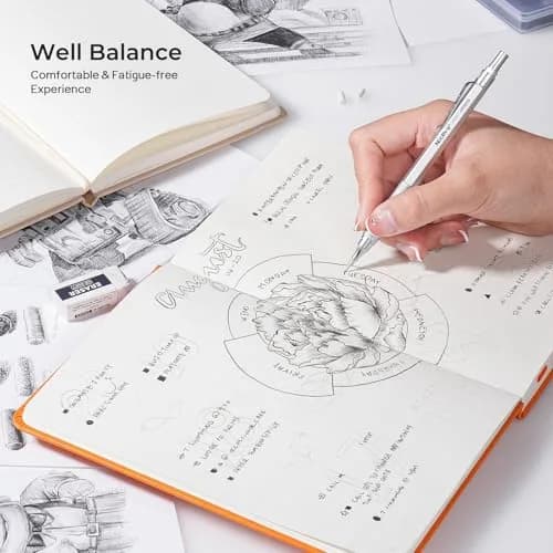 Nicpro Full Metal Mechanical Pencils 0.5mm & 0.7mm Set with Case | Smooth Writing & Drafting thumbnail 4