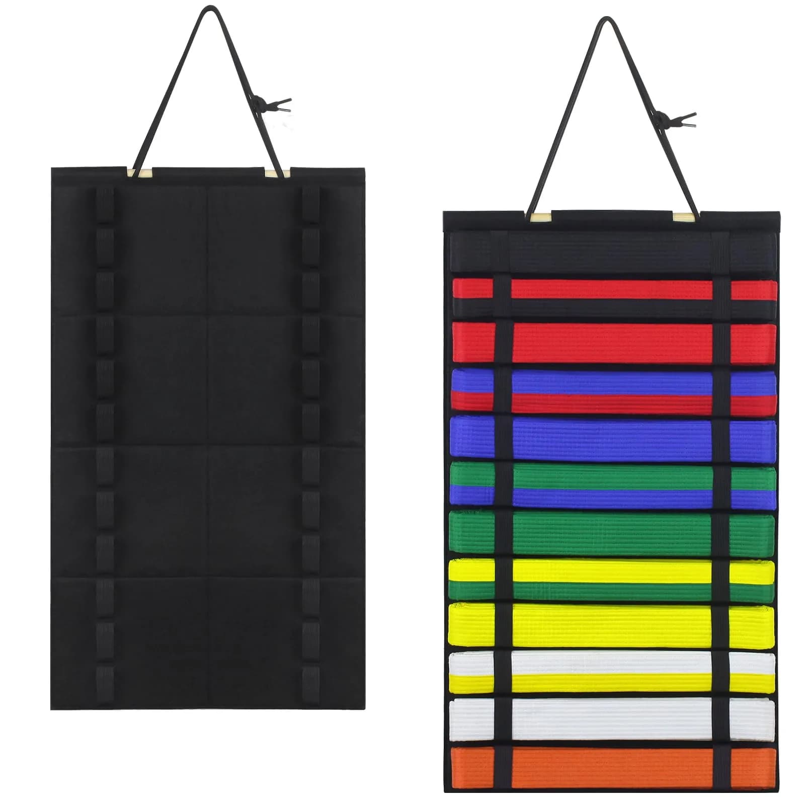 SANJHFF Karate Belt Display Rack Holds 12 Belts | Wall-Mount Martial Arts Organizer - main product image