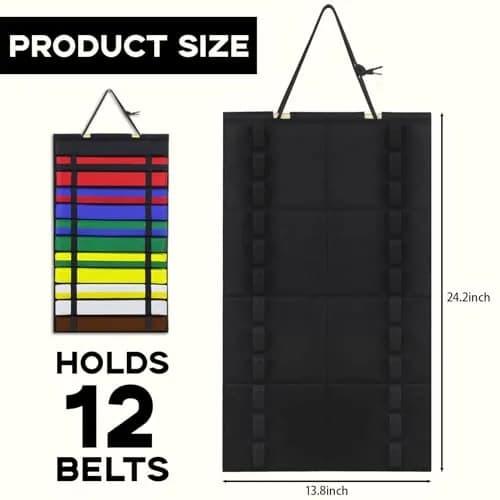 SANJHFF Karate Belt Display Rack Holds 12 Belts | Wall-Mount Martial Arts Organizer thumbnail 2