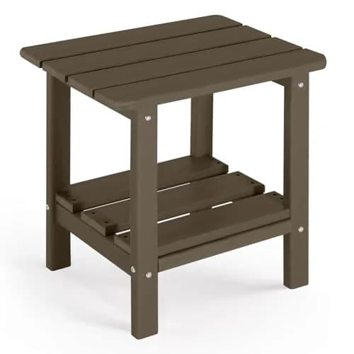 ABCPATIO Patio Side Table HDPE Double Layer Storage Square Dark Brown | Weather-Resistant & Cost-Effective thumbnail 1
