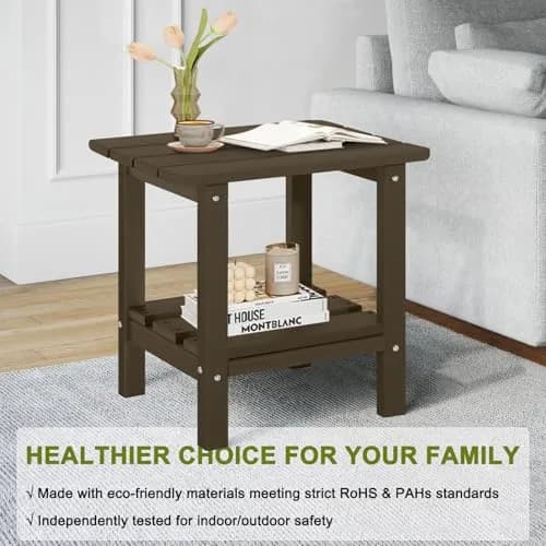 ABCPATIO Patio Side Table HDPE Double Layer Storage Square Dark Brown | Weather-Resistant & Cost-Effective thumbnail 4
