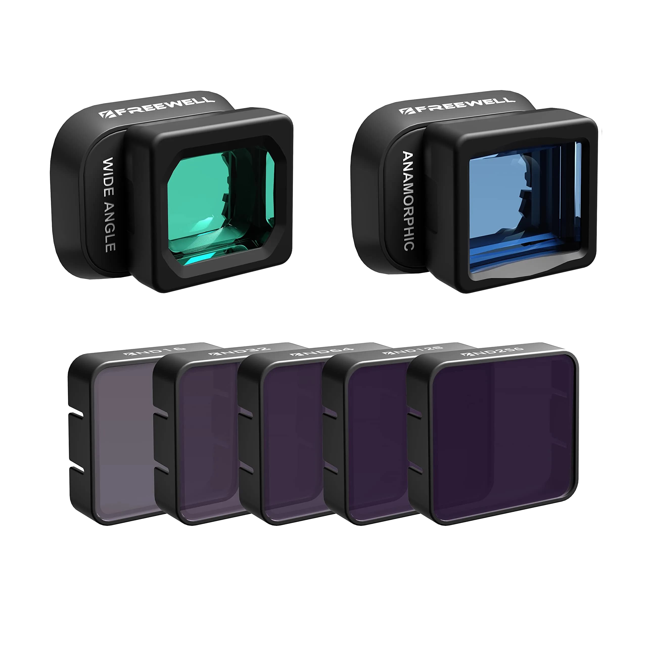 Freewell Wide Angle & Anamorphic Lens Kit for DJI Mini 4 Pro | 111° FOV & 1.19x Cinematic Squeeze — Wide Angle & Anamorphic Kit