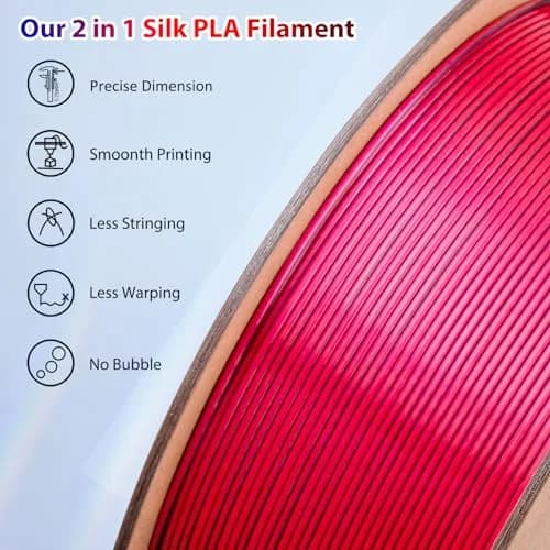 3Dgenius Silk Dual Color PLA Filament 1.75mm | 2-in-1 Multicolor, Clog-Free, 1KG Spool thumbnail 3