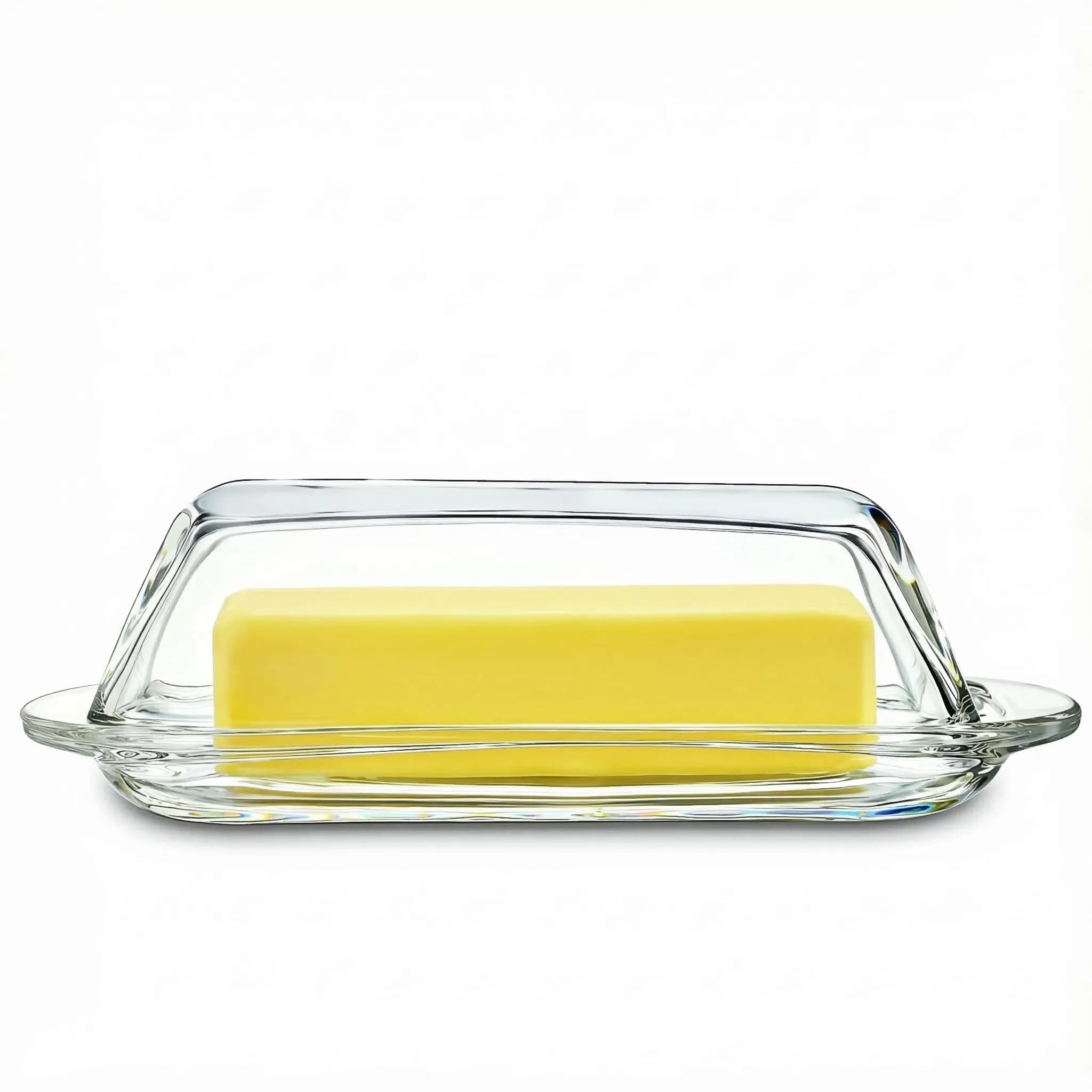 QFkris Art Glass Butter Dish with Lid, 20.32 cm (8 inches) Rectangular Clear | Keeps Butter Fresher for Longer — 7.3*2.9*2.2inch