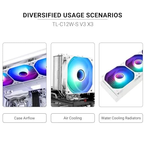 Thermalright TL-C12W-S V3 CPU Fan 120mm Case Cooler Fan ARGB, 4pin PWM, Silent, 3-Pack | Mirror Light Effect with S-FDB Bearing thumbnail 6