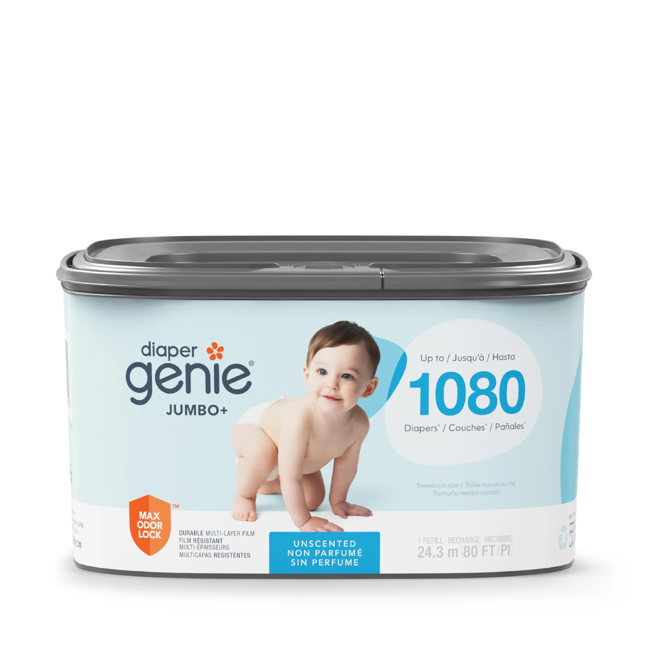 Diaper Genie Jumbo+ Square Refill 1080 Count | Odor-Locking, Compatible with Diaper Genie Pails - main product image