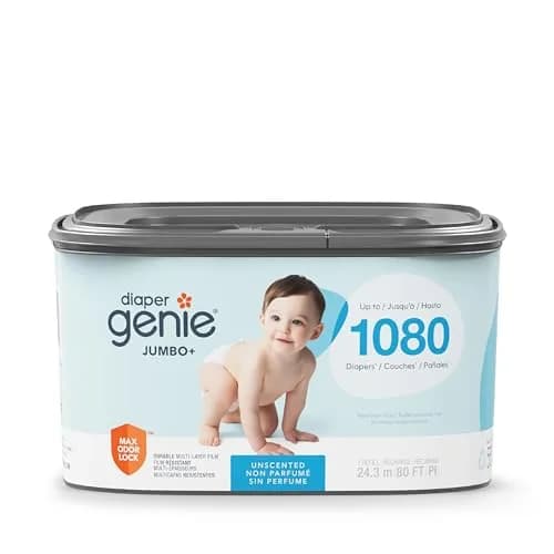 Diaper Genie Jumbo+ Square Refill 1080 Count | Odor-Locking, Compatible with Diaper Genie Pails thumbnail 1