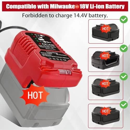 TPDL Mini Charger for Milwaukee M18 18V Battery | Compact 2A Output, 100-240V Input thumbnail 4