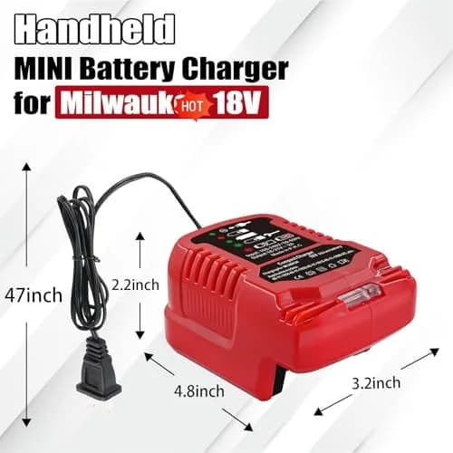 TPDL Mini Charger for Milwaukee M18 18V Battery | Compact 2A Output, 100-240V Input thumbnail 6