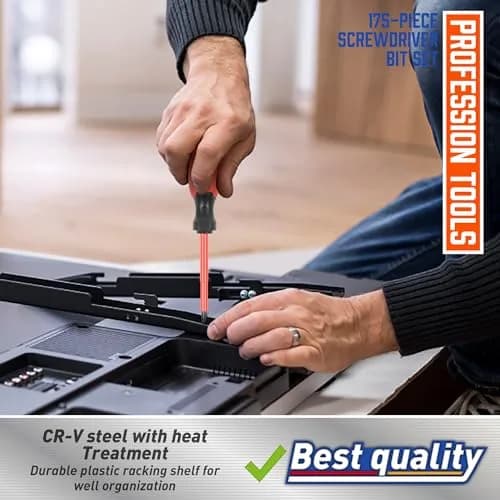 Amartisan 175-Piece Magnetic Screwdriver Set with Plastic Racking & Tools | 6150 Cr-V Steel Shafts thumbnail 6