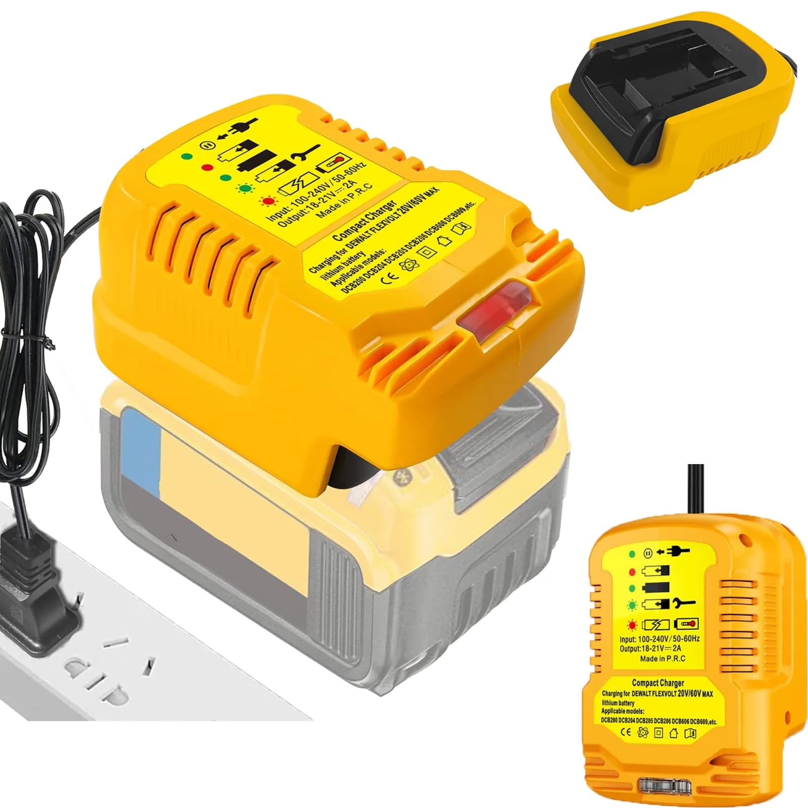 TPDL Mini Charger for Milwaukee M18 18V Battery | Compact 2A Output, 100-240V Input — MINI Charger for Dewalt